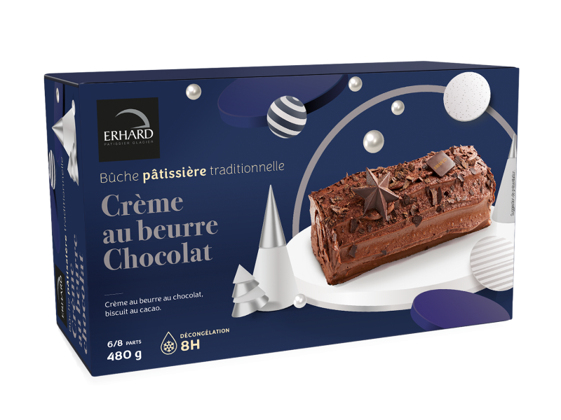 Bûche traditionnelle roulée crème au beurre chocolat étui